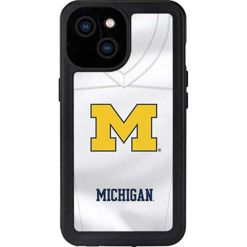 University of Michigan White Jersey iPhone 15 Waterproof Case